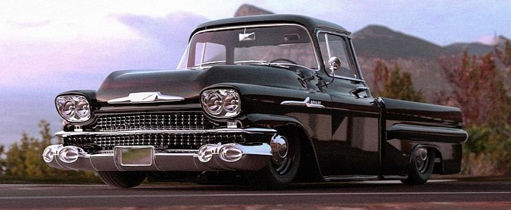 1959 Chevrolet Apache rendered with 1959 Cadillac Series 62 parts