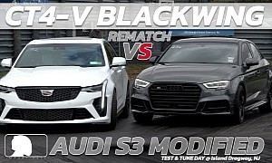 Cadillac CT4-V Blackwing Drags Modified Audi S3 and Someone Gets Bashed. Again!