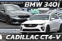 Cadillac CT4-V Blackwing vs. BMW M340i Drag Race Is Closer Than You Think
