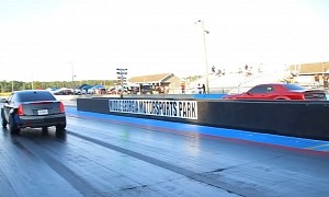 Cadillac CTS-V Drags Dodge Challenger, Someone Bucks Nasty to Win the Big Pot