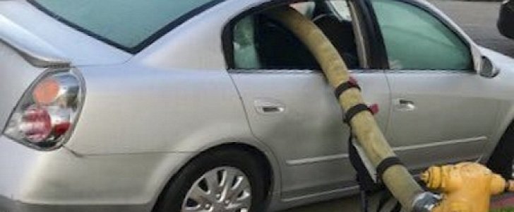 California firefighters break car windows to get hose through, roast careless driver on social media