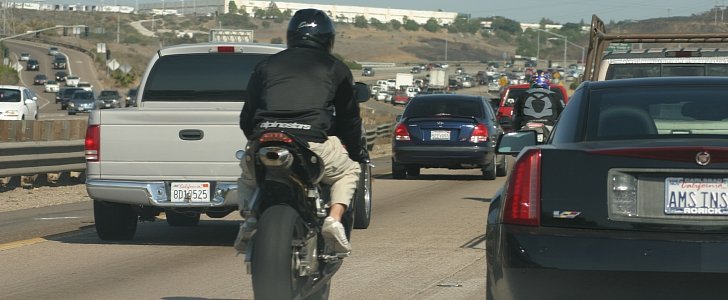 Lane Splitting on Californian Highway
