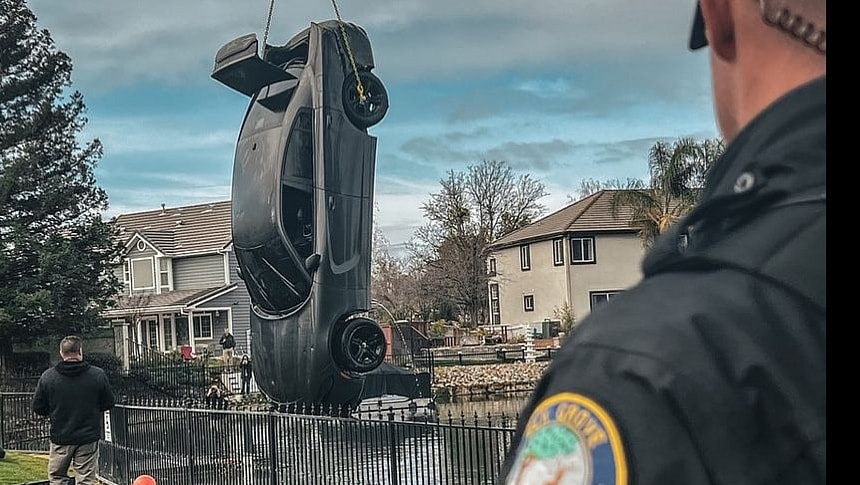 Dodge Charger being fished by the California Police