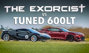 Camaro ZL1 1LE "Exorcist" Drag Races Tuned McLaren 600LT, Whooping Follows