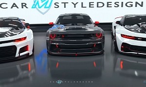 Camaro ZL1 and Challenger SRT Become the CGI Kings of the Slammed Widebody Realm