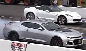 Camaro ZL1 and Corvette Z06 Go to ¼-Mile Civil War, Someone Gets Its Butt Kicked