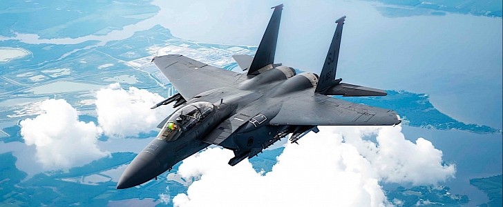 F-15E Strike Eagle flying over the northeastern United States, August 2022 