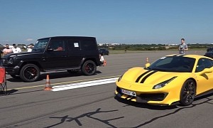 Can a 900 HP Mercedes-AMG G 63 Outrun a Ferrari 488 Pista From a Roll? Here’s the Answer