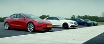 Can Chris Harris Smash the C63 and M3 in a Tesla Model 3 Drag Race?