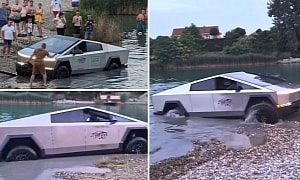 Can't Make This Up: Tesla Cybertruck Owner Wants To Test Wade Mode, Gets Stuck in the Lake