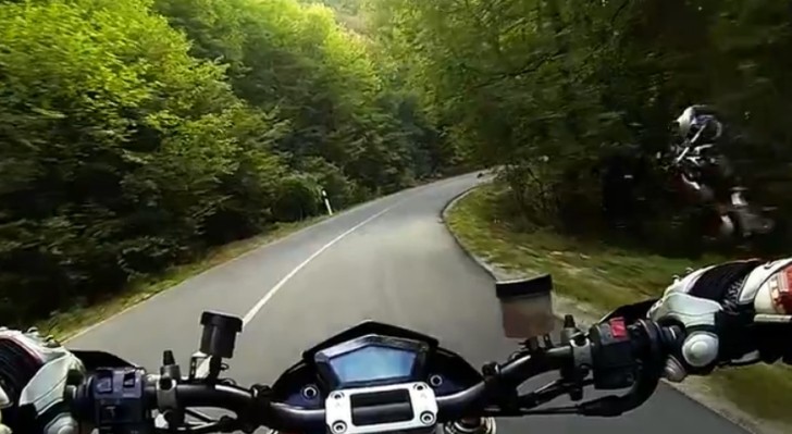 Bike goes off the road