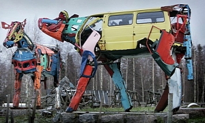 Car Art: Scrap Yard Cars Become Cow Sculptures