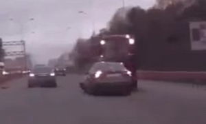 Car Crashes into Tractor for No Reason in Russia