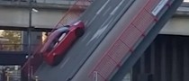 Car Falls Off Raised Bridge, Shows Life Is Not Like Grand Theft Auto