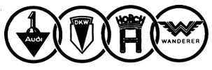 Audi's logo simbolizes the union of four separate entities