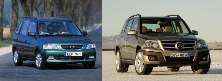 Mazda Demio and Mercedes GLK