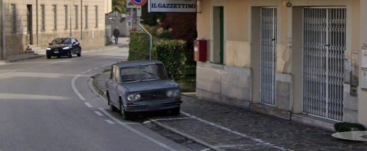 1962 Lancia Fulvia parked on the street in Conegliano, Italy