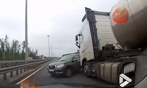 Car T-Boning Tanker And Crashing Into Another Car is The Definition of Good Luck
