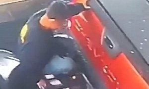 Car Wash Hero: Guy Gets Stuck Between 2 Cars to Avoid Crash on His First Day