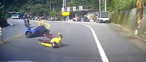 Car with Good Brakes Saves the Life of Scooter Rider