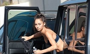 Cara Santana Wears Tiny Crop While Driving Her G-Wagon
