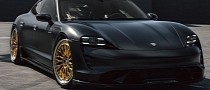 Carbon-Clad Porsche Taycan Turbo Doesn’t Ride Too Stealthy on Gold RDB Wheels