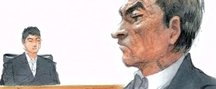 Carlos Ghosn in courtroom sketch