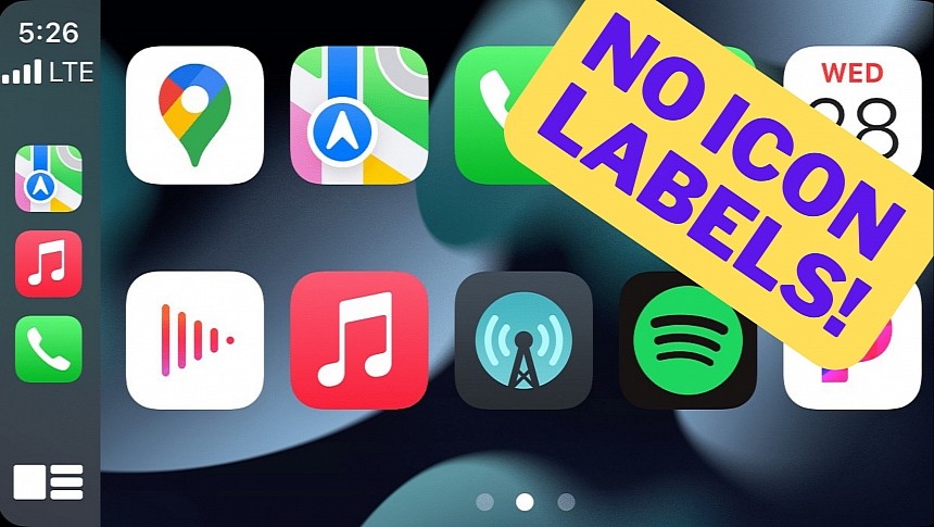 How CarPlay can look without home screen icon labels