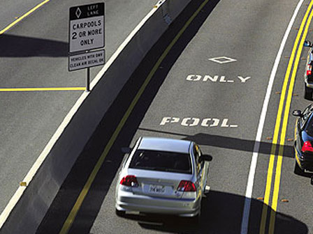 Carpool lane on US freeway