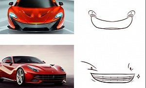 Cars Get Facial Expressions in Hilarious Sketches, From Happy Ferraris to Angry GT-R