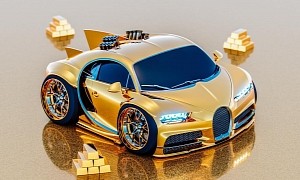 “CARtoon High Roller” Edition Bugatti Chiron Is a Sweet Little Gold Hypercar NFT