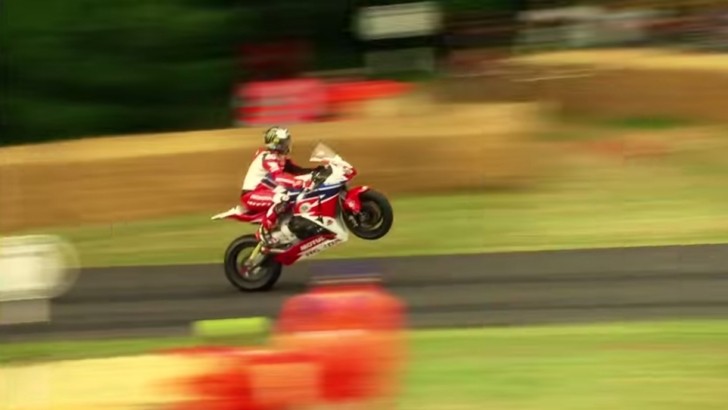 Wheelie during the 2014 Goodwood Festival of Speed