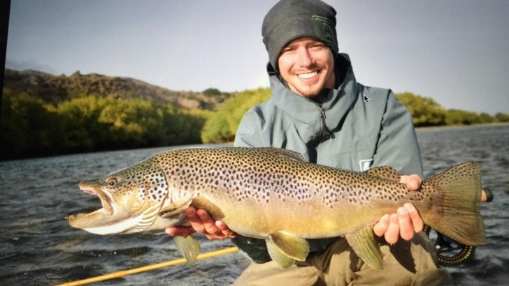 Casey Stoner fly fishing trout in Patagonia