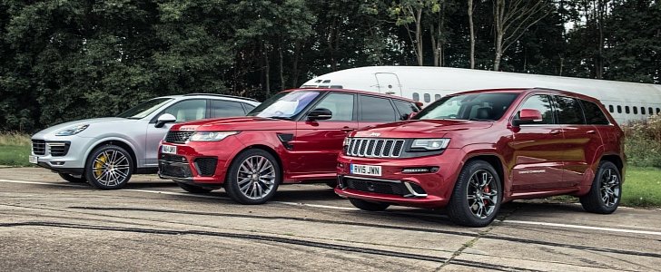 Cayenne Turbo Takes On RR Sport SVR and Jeep Grand Cherokee SRT in Drag Race