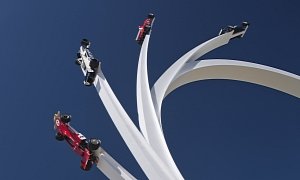 Central Sculptures of Goodwood – Cars Soaring to the Sky