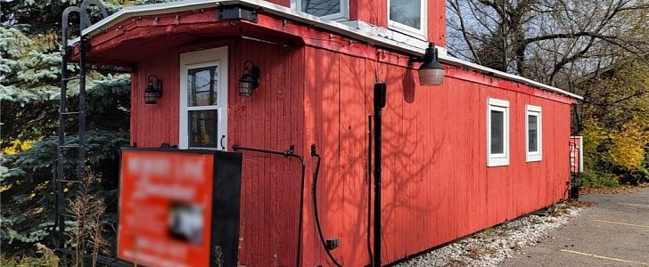 This red caboose from 1912 was an ice cream shop, an office for a limo company, and now a tiny home