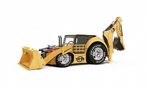 CGI Caterpillar Backhoe Going the Hot Rod Dragster Route Is Plain Labor Day Fun
