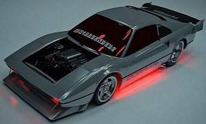 CGI Ferrari 308 GTS Becomes “DORRARI,” a Front-Swapped Hellcat V8 Dragster