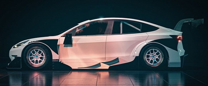 Tesla Model 3 Super GT slammed widebody rendering by jota_automotive