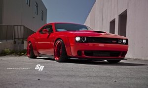 Challenger Hellcat with Liberty Walk Kit and PUR Wheels Is the Red Hulk