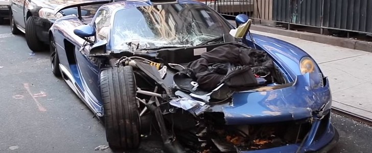 What was left of the Gemballa Mirage GT after owner Benjamin Chen crashed it into 5 parked cars