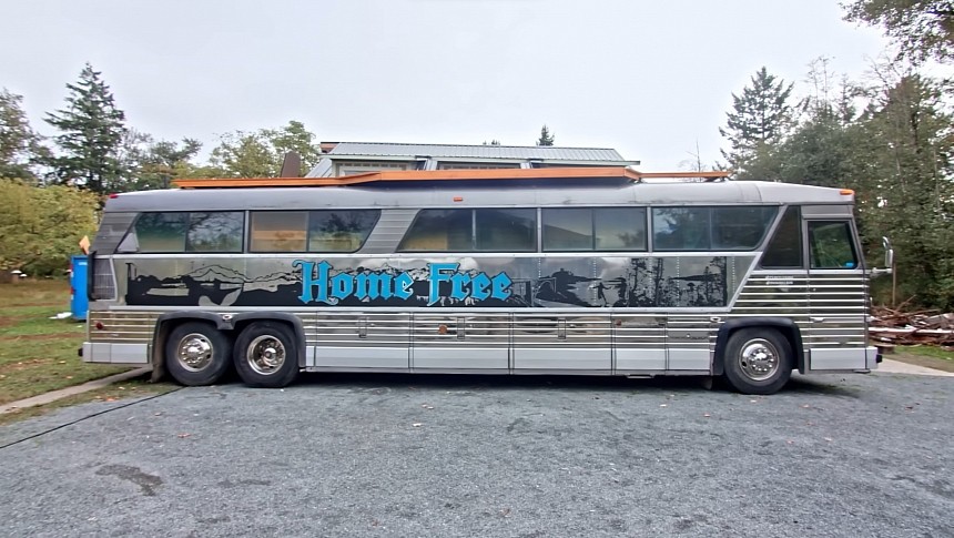 Charter Bus Was Transformed Into a Unique, Wood-Filled Mobile Home