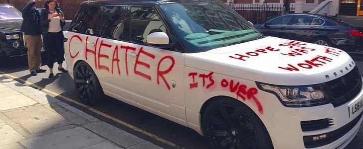 Cheater's Range Rover Gets "Hope She Was Worth It" Spray Painted in London