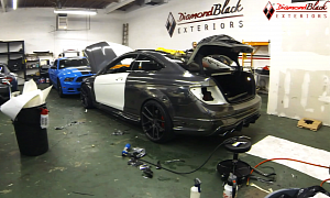 Check Out a C 63 AMG Coupe go From White to Black Chrome <span>· Video</span>