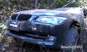 Check Out the Aftermath of Jumping Off a Cliff with a BMW 335i