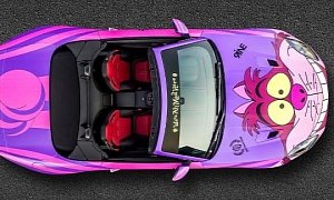 Cheshire Cat Jaguar F-Type R Convertible Gets "We're All Mad Here" Wrap