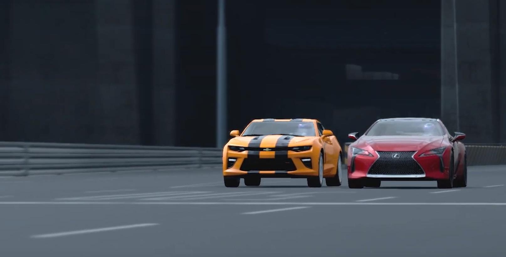 Chevrolet Camaro SS vs. Lexus LC 500 Virtual Drag Race Is