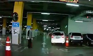 Chevrolet Spark Driver Starts a Rampage in Underground Parking Lot