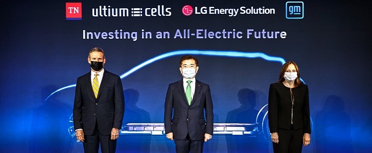 Tennessee Governor Bill Lee, LG Energy Solution CEO Kim Jong-hyun and Mary Barra, CEO of General Motors, Announce Ultium Cell Plant
