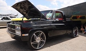 Chevy C10 Goes for the Gangsta Look, Oversized Wheels Give It Street Cred